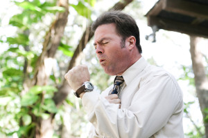 Businessman Coughing with Flu